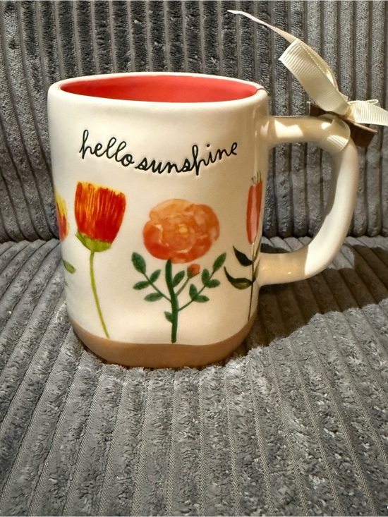 Rae Dunn Other - Rae Dunn ‘Hello Sunshine’ Floral Ceramic Mug - Coral Interior